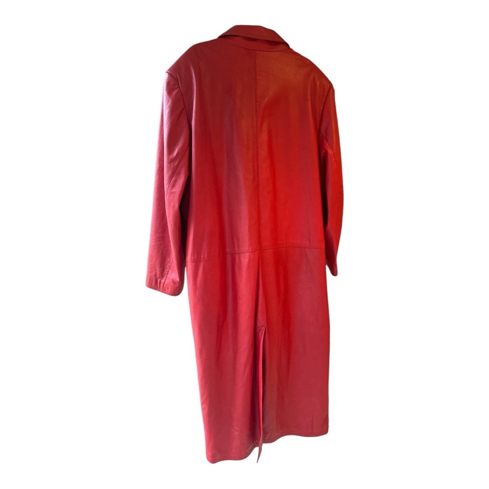 Y2K Preston & York Geniune  leather  full length Chrismats Red  jacket XL - Picture 2 of 14